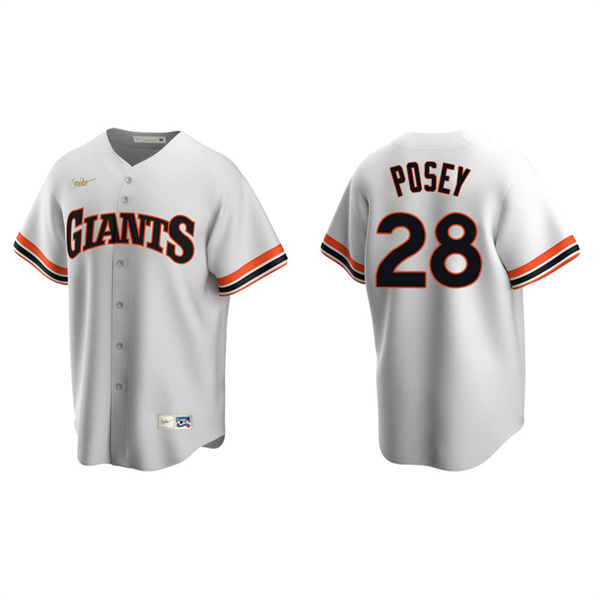 Men's San Francisco Giants Buster Posey White Cooperstown Collection Home Jersey