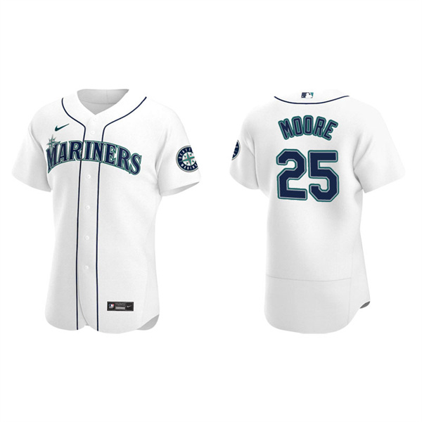 Men's Seattle Mariners Dylan Moore White Authentic Home Jersey