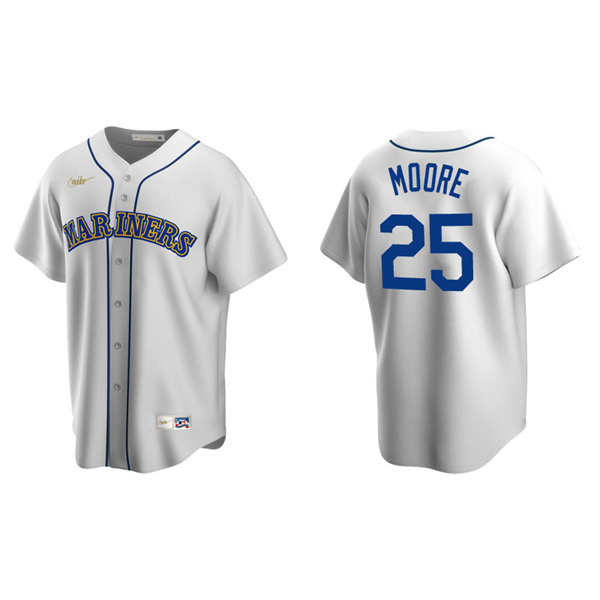 Men's Seattle Mariners Dylan Moore White Cooperstown Collection Home Jersey
