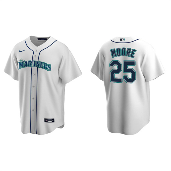 Men's Seattle Mariners Dylan Moore White Replica Home Jersey