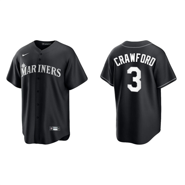 Men's Seattle Mariners J.P. Crawford Black White Replica Official Jersey