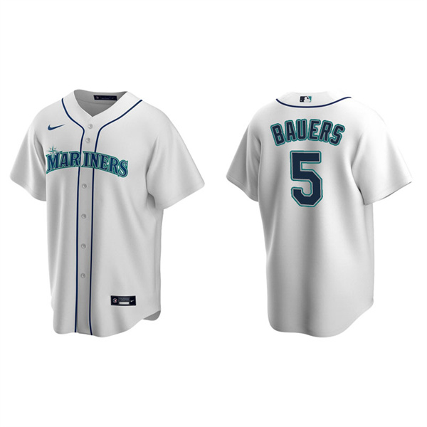 Men's Seattle Mariners Jake Bauers White Replica Home Jersey