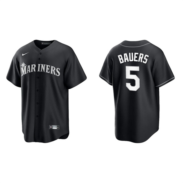 Men's Seattle Mariners Jake Bauers Black White Replica Official Jersey