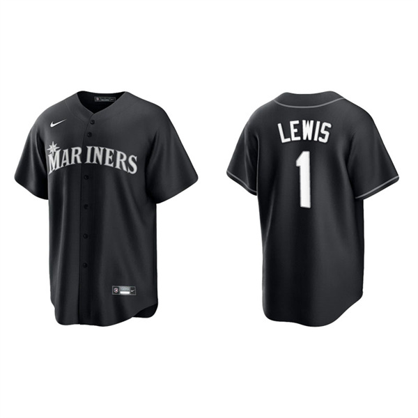Men's Seattle Mariners Kyle Lewis Black White Replica Official Jersey