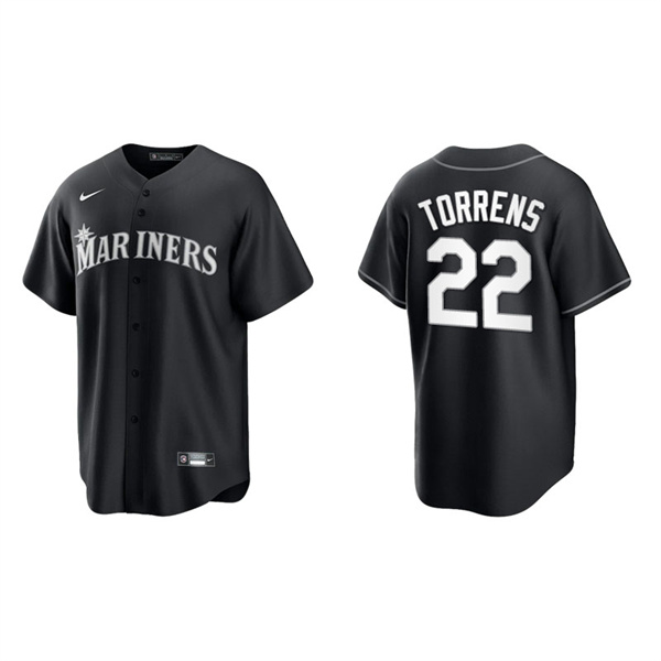 Men's Seattle Mariners Luis Torrens Black White Replica Official Jersey