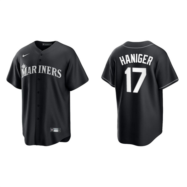 Men's Seattle Mariners Mitch Haniger Black White Replica Official Jersey