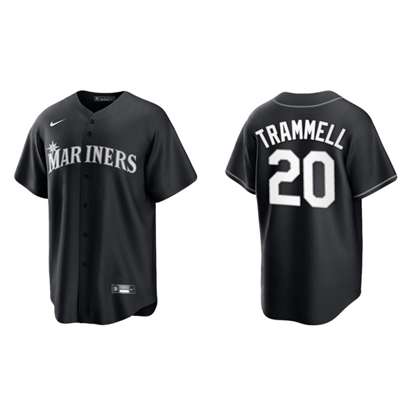 Men's Seattle Mariners Taylor Trammell Black White Replica Official Jersey