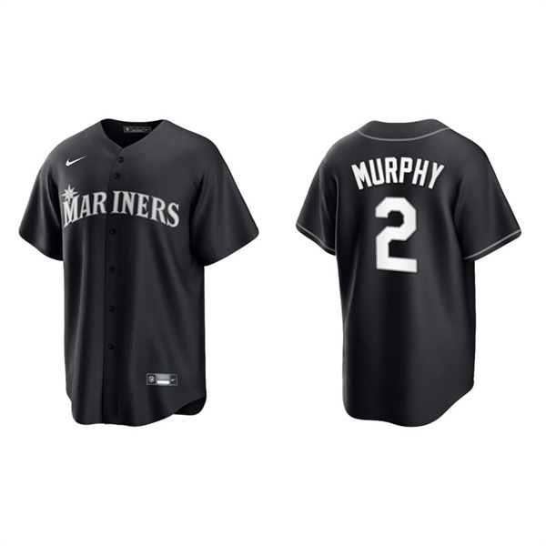 Men's Seattle Mariners Tom Murphy Black White Replica Official Jersey