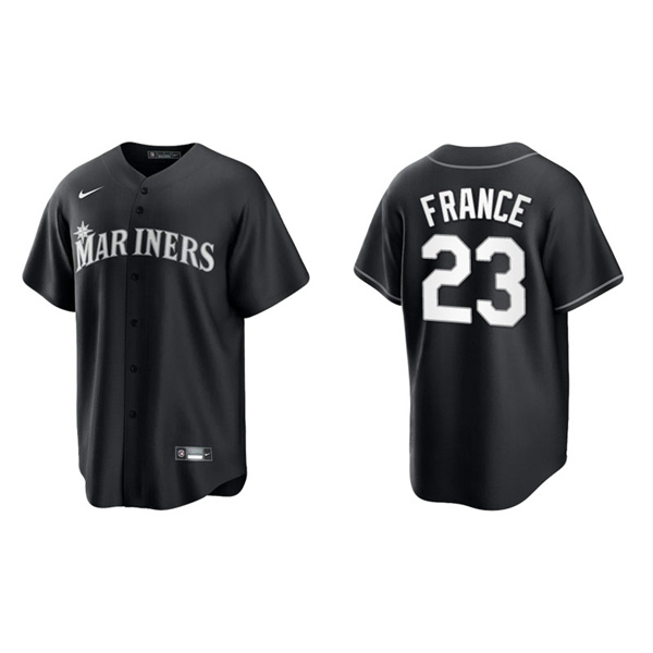 Men's Seattle Mariners Ty France Black White Replica Official Jersey