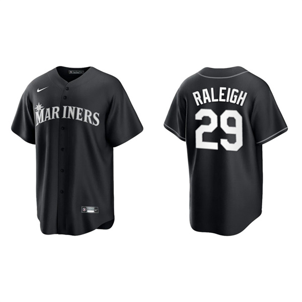 Men's Cal Raleigh Seattle Mariners Black White Replica Official Jersey