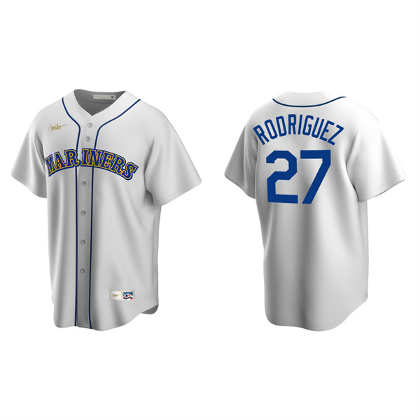 Men's Julio Rodriguez Seattle Mariners White Cooperstown Collection Home Jersey