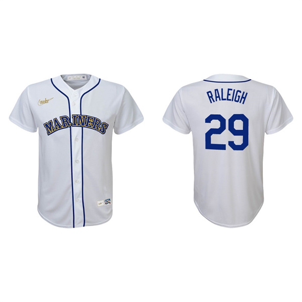 Youth Cal Raleigh Seattle Mariners White Cooperstown Collection Jersey