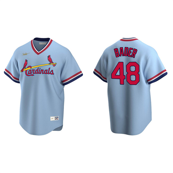 Men's St. Louis Cardinals Harrison Bader Light Blue Cooperstown Collection Road Jersey