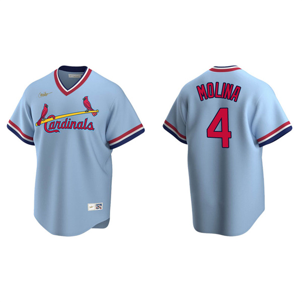 Men's St. Louis Cardinals Yadier Molina Light Blue Cooperstown Collection Road Jersey