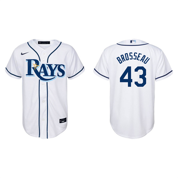 Youth Tampa Bay Rays Mike Brosseau White Replica Home Jersey