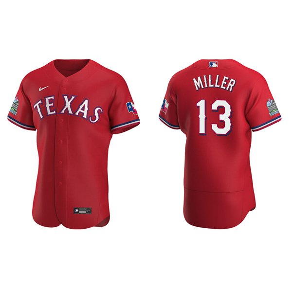 Men's Texas Rangers Brad Miller Scarlet Authentic Alternate Jersey