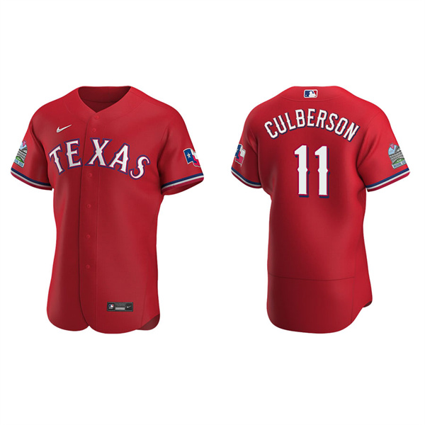 Men's Texas Rangers Charlie Culberson Scarlet Authentic Alternate Jersey