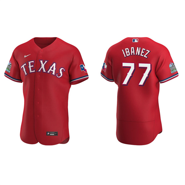 Men's Texas Rangers Andy Ibanez Scarlet Authentic Alternate Jersey
