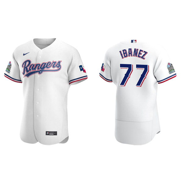 Men's Texas Rangers Andy Ibanez White Authentic Home Jersey