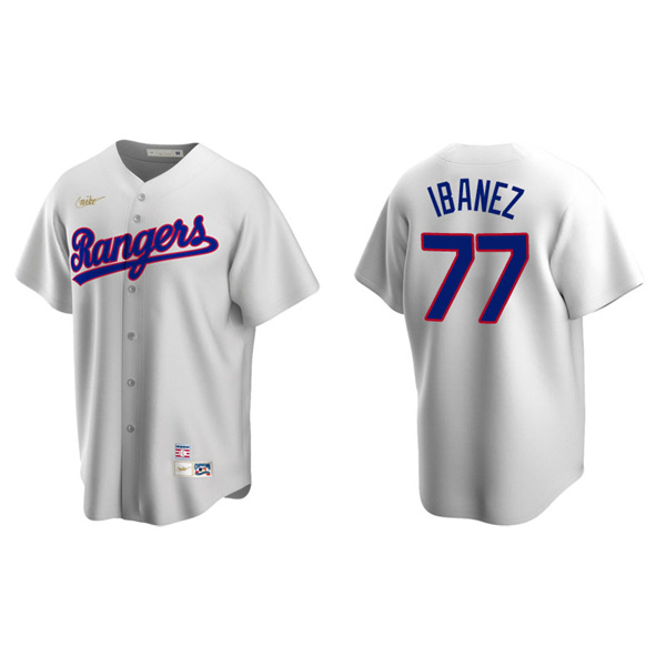 Men's Texas Rangers Andy Ibanez White Cooperstown Collection Home Jersey