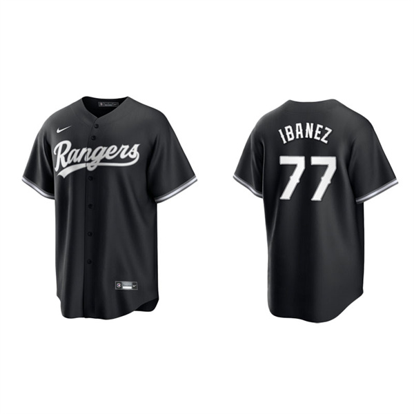Men's Texas Rangers Andy Ibanez Black White Replica Official Jersey
