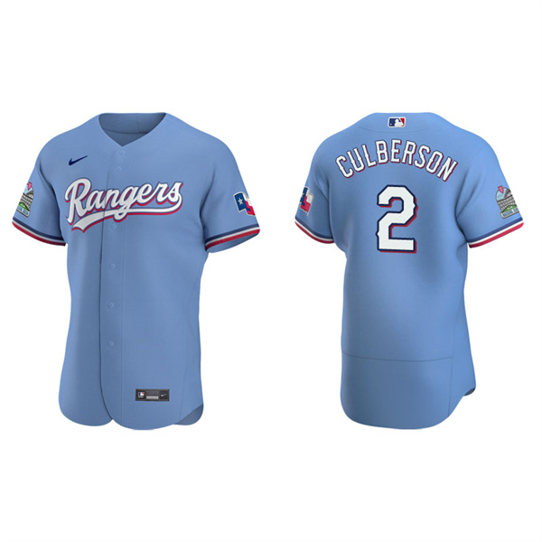 Men's Texas Rangers Charlie Culberson Light Blue Authentic Alternate Jersey