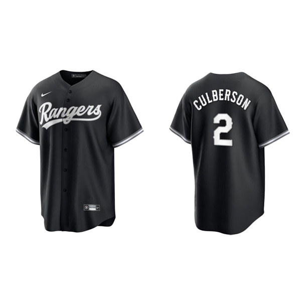 Men's Texas Rangers Charlie Culberson Black White Replica Official Jersey