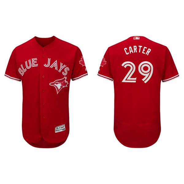 Men's Joe Carter Toronto Blue Jays Scarlet Canada Day Authentic Flex Base Jersey