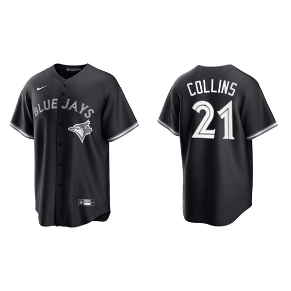 Men's Toronto Blue Jays Zack Collins Black White Replica Official Jersey