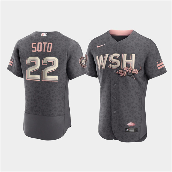 Men's Washington Nationals #22 Juan Soto Authentic 2022 City Connect Jersey - Gray