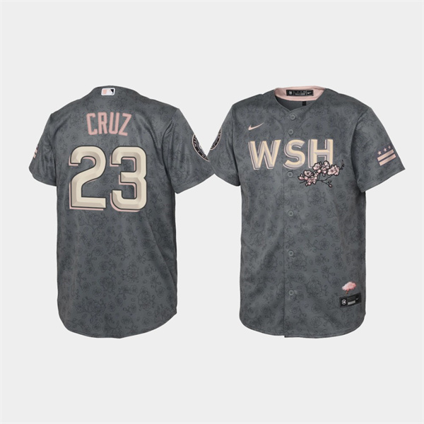 Youth Bloom Washington Nationals Nelson Cruz Gray 2022 City Connect Replica Jersey