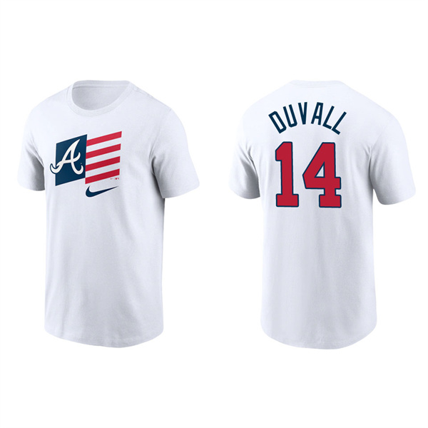 Adam Duvall Atlanta Braves White Americana Flag T-Shirt