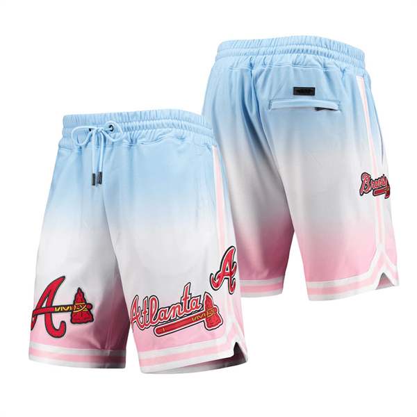 Men's Atlanta Braves Pro Standard Blue Pink Team Logo Pro Ombre Shorts