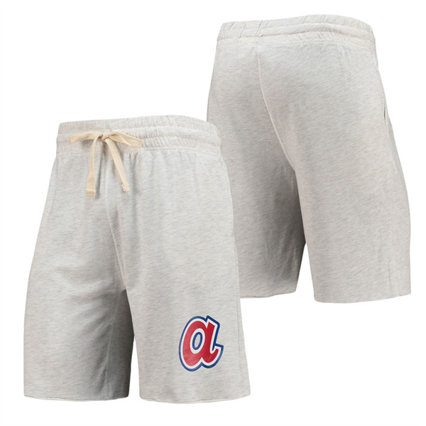 Atlanta Braves Concepts Sport Oatmeal Mainstream Logo Terry Tri-Blend Shorts