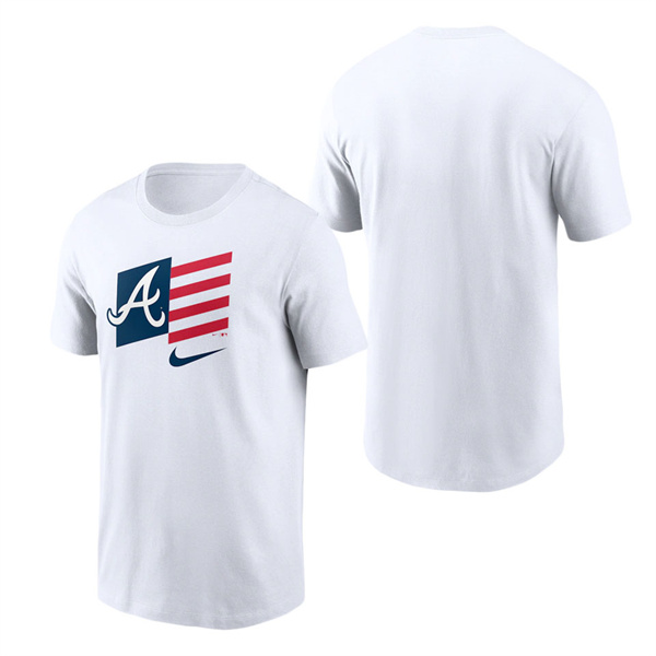 Atlanta Braves White Americana Flag T-Shirt