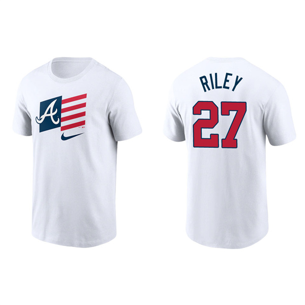 Austin Riley Atlanta Braves White Americana Flag T-Shirt
