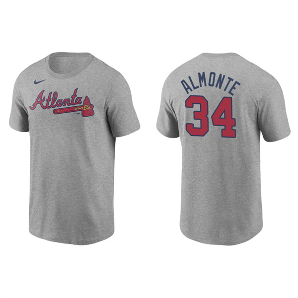 Men's Atlanta Braves Abraham Almonte Gray Name & Number Nike T-Shirt