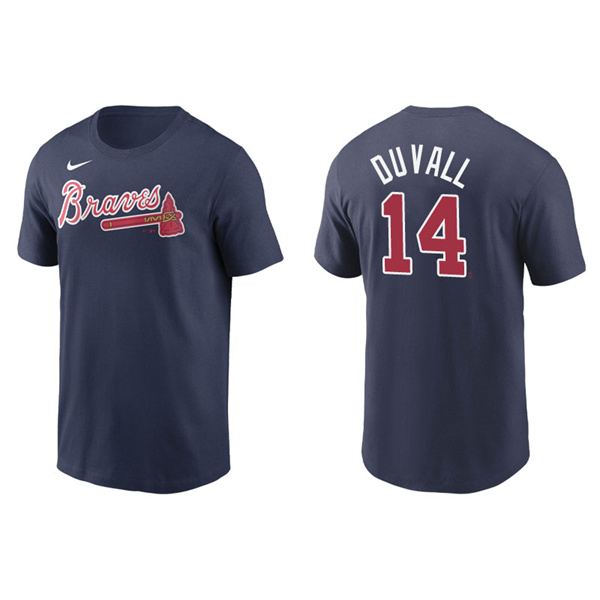 Men's Atlanta Braves Adam Duvall Navy Name & Number Nike T-Shirt