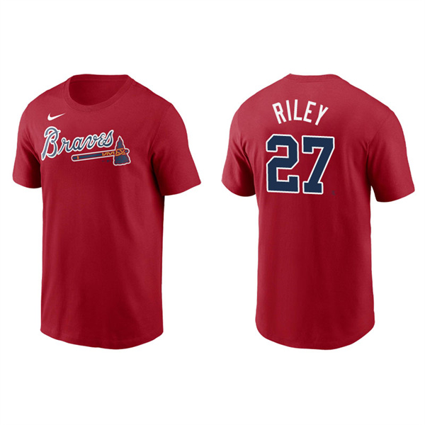 Men's Atlanta Braves Austin Riley Red Name & Number Nike T-Shirt
