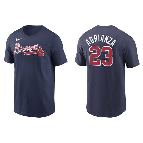 Men's Atlanta Braves Ehire Adrianza Navy Name & Number Nike T-Shirt