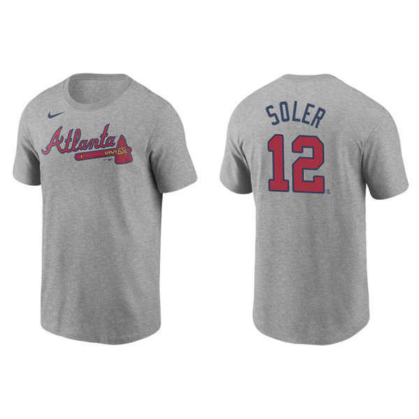 Men's Atlanta Braves Jorge Soler Gray Name & Number Nike T-Shirt
