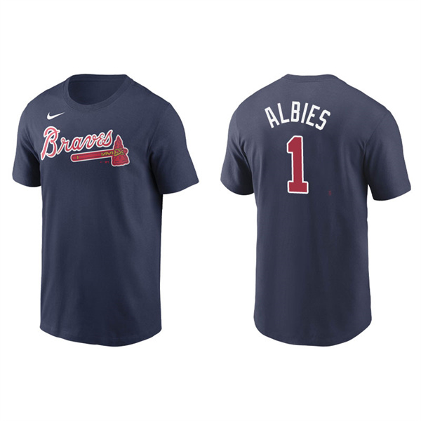 Men's Atlanta Braves Ozzie Albies Navy Name & Number Nike T-Shirt