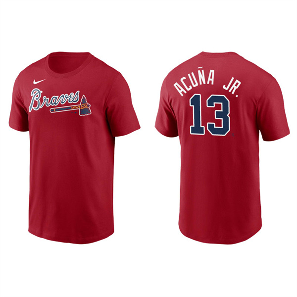 Men's Atlanta Braves Ronald Acuna Jr. Red Name & Number Nike T-Shirt