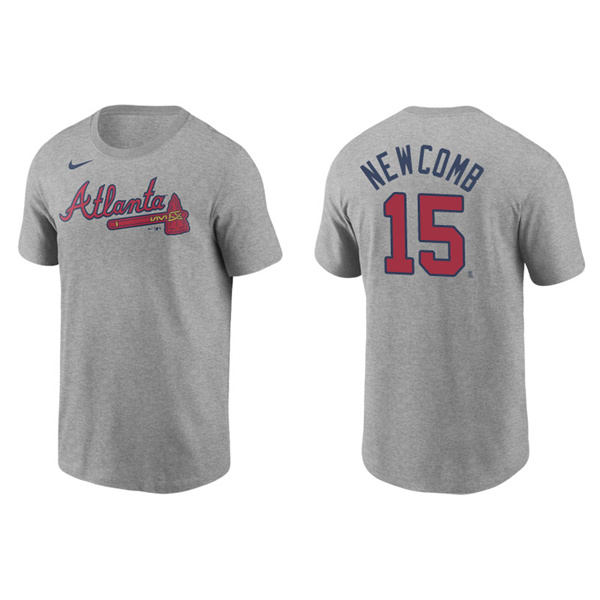Men's Atlanta Braves Sean Newcomb Gray Name & Number Nike T-Shirt