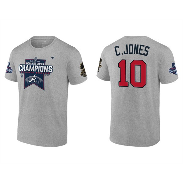 Chipper Jones Atlanta Braves Gray 2021 World Series Champions Locker Room T-Shirt