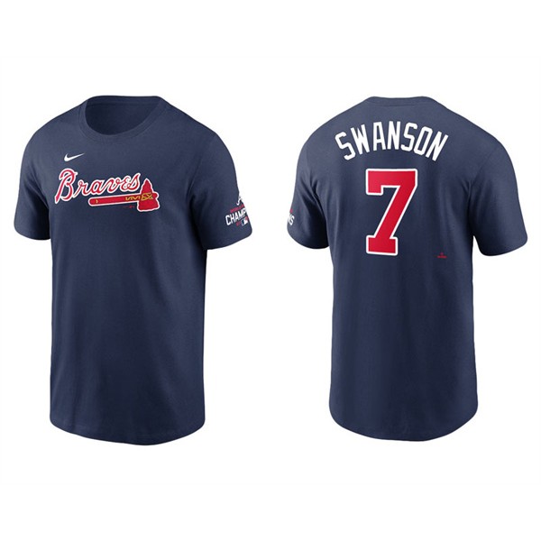 Dansby Swanson Atlanta Braves Navy 2021 World Series Champions T-Shirt