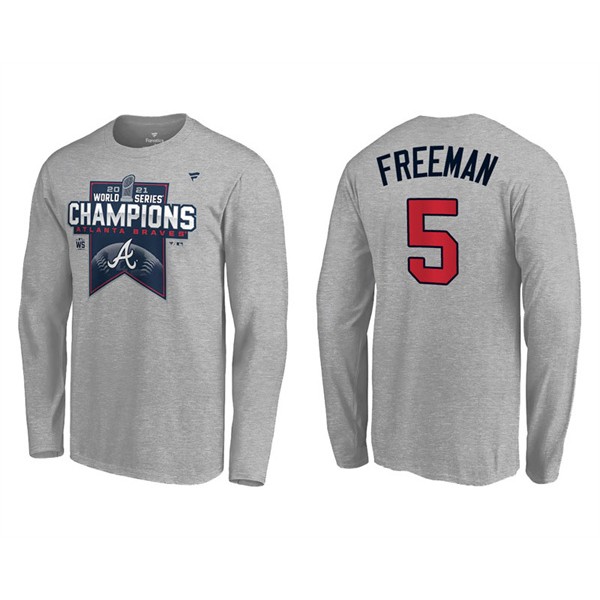 Freddie Freeman Atlanta Braves Gray 2021 World Series Champions Locker Room Long Sleeve T-Shirt