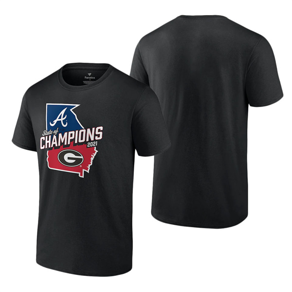 Men's Georgia Bulldogs X Atlanta Braves Fanatics Branded Black 2021 State Of Champions T-Shirt