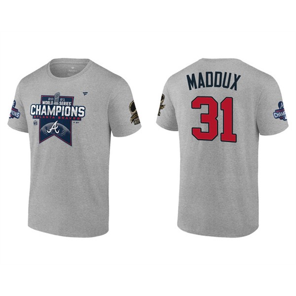 Greg Maddux Atlanta Braves Gray 2021 World Series Champions Locker Room T-Shirt