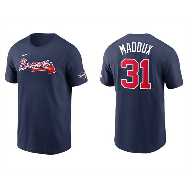 Greg Maddux Atlanta Braves Navy 2021 World Series Champions T-Shirt
